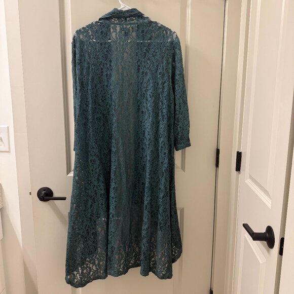 April Cornell Green Lace Long Open Cardigan Duster M Boho Cottagecore - Picture 6 of 6